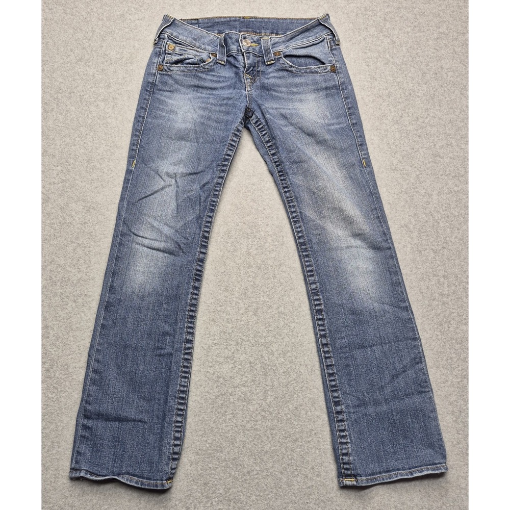 VTG True Religion Jeans Womens 29 Blue Joey Low Rise Flare Medium Wash Denim